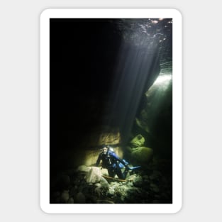 Scuba Diver in the Spotlight Sticker